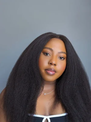 Uyai - Brazilian Kinky Straight Wig | 22" Faux Wig | Glue-less Lace